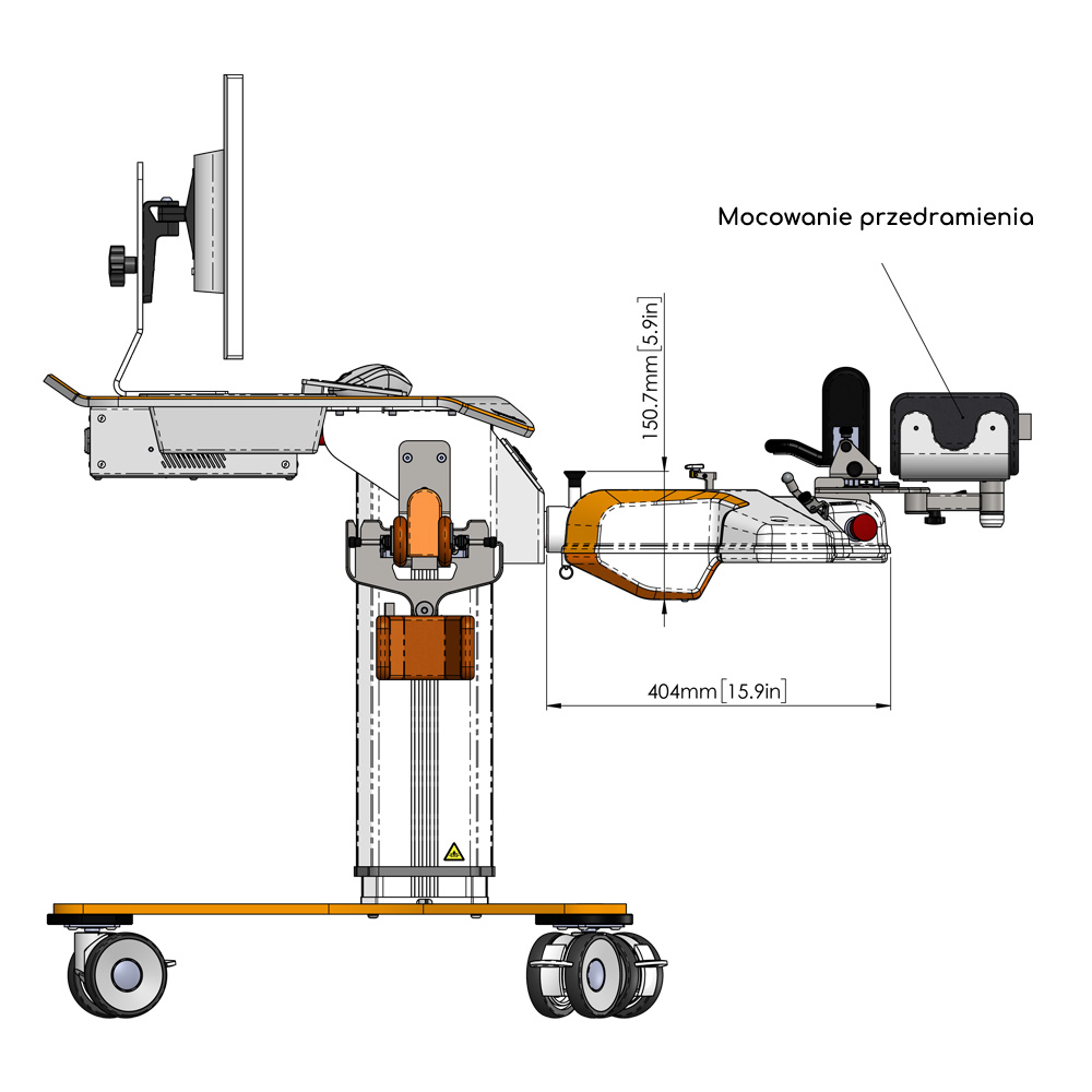 Tyromotion-Amadeo-rehabilitacja-kończyny-górnej-zrobotyzowana-innowacyjna-rzut-urządzenia-bok-Skyfi