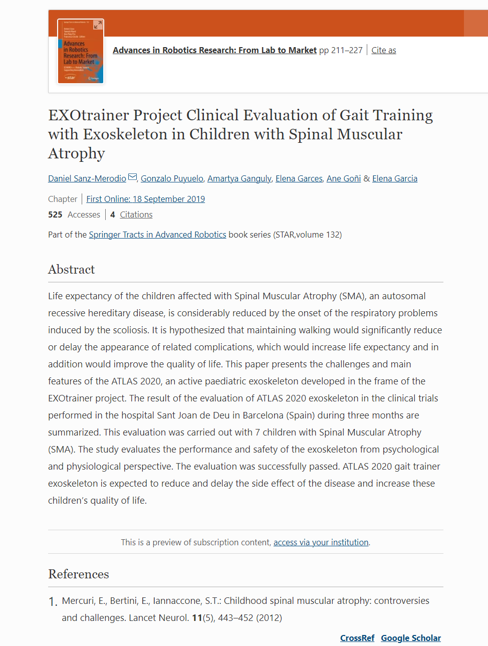 EXOtrainer Project Clinical Evaluation of Gait Training with Exoskeleton in Children with Spinal Muscular Atrophy